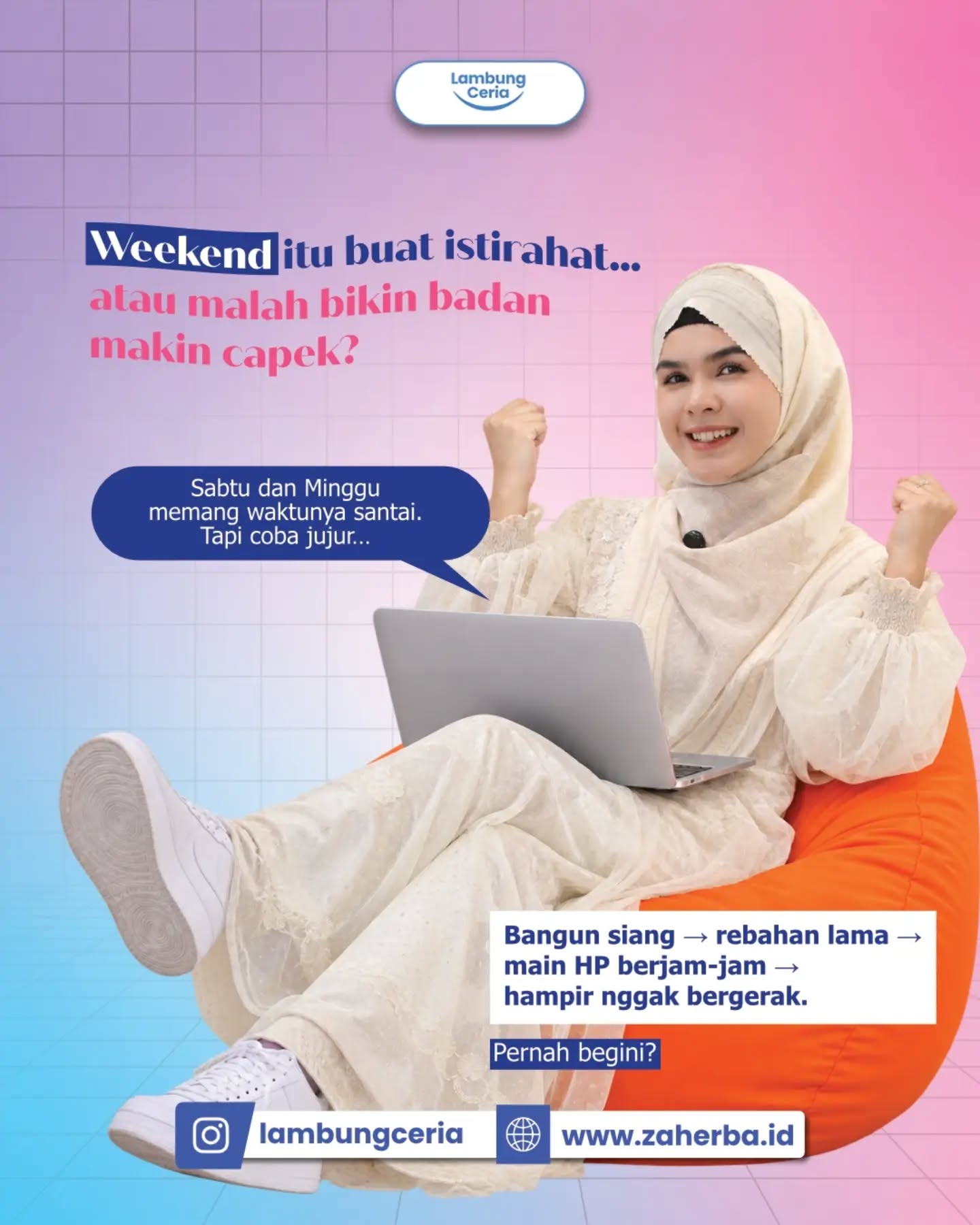 Weekend sudah lewat, waktunya kembali beraktivitas. 🤍

Kalau selama weekend lebih banyak rebahan dan menatap layar, yuk